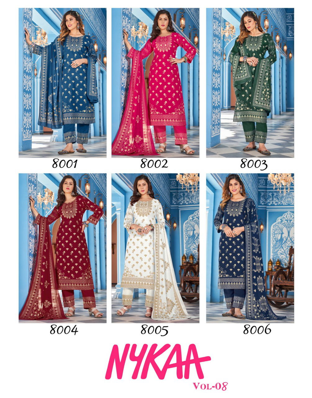 Banwery Nykaa V-8 Wholesale Printed Readymade Salwar Suits Catalog